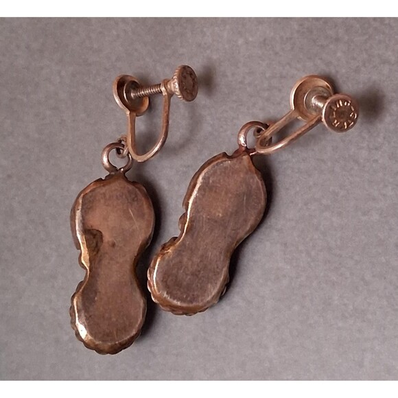 Vintage Southwestern Turquoise Sterling Earrings Horseshoe Dangle - Picture 3 of 4